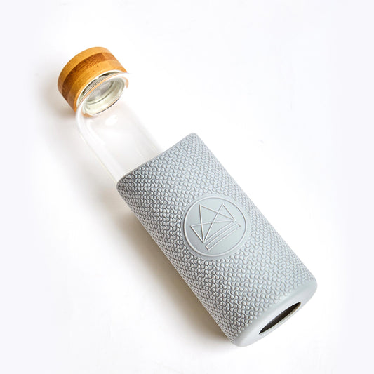 Glass water bottle grey