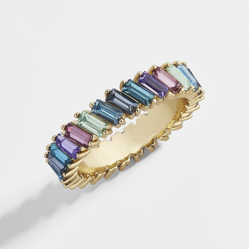 Pink, purple and blue gem ring